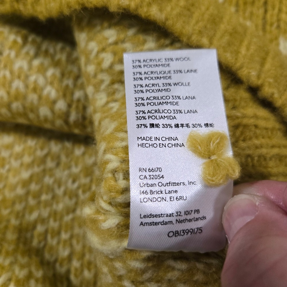 Anthropologie Maeve Sigfried Diamond Argyle Sweater M Chartreuse Wool Blend - Picture 7 of 10